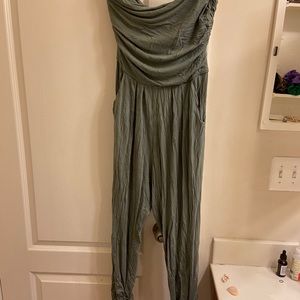 Strapless Olive Green Pantsuit